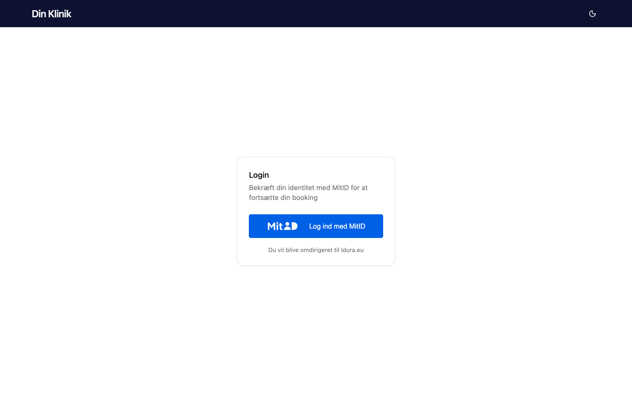 Login-side med knappen Log ind med MitID.