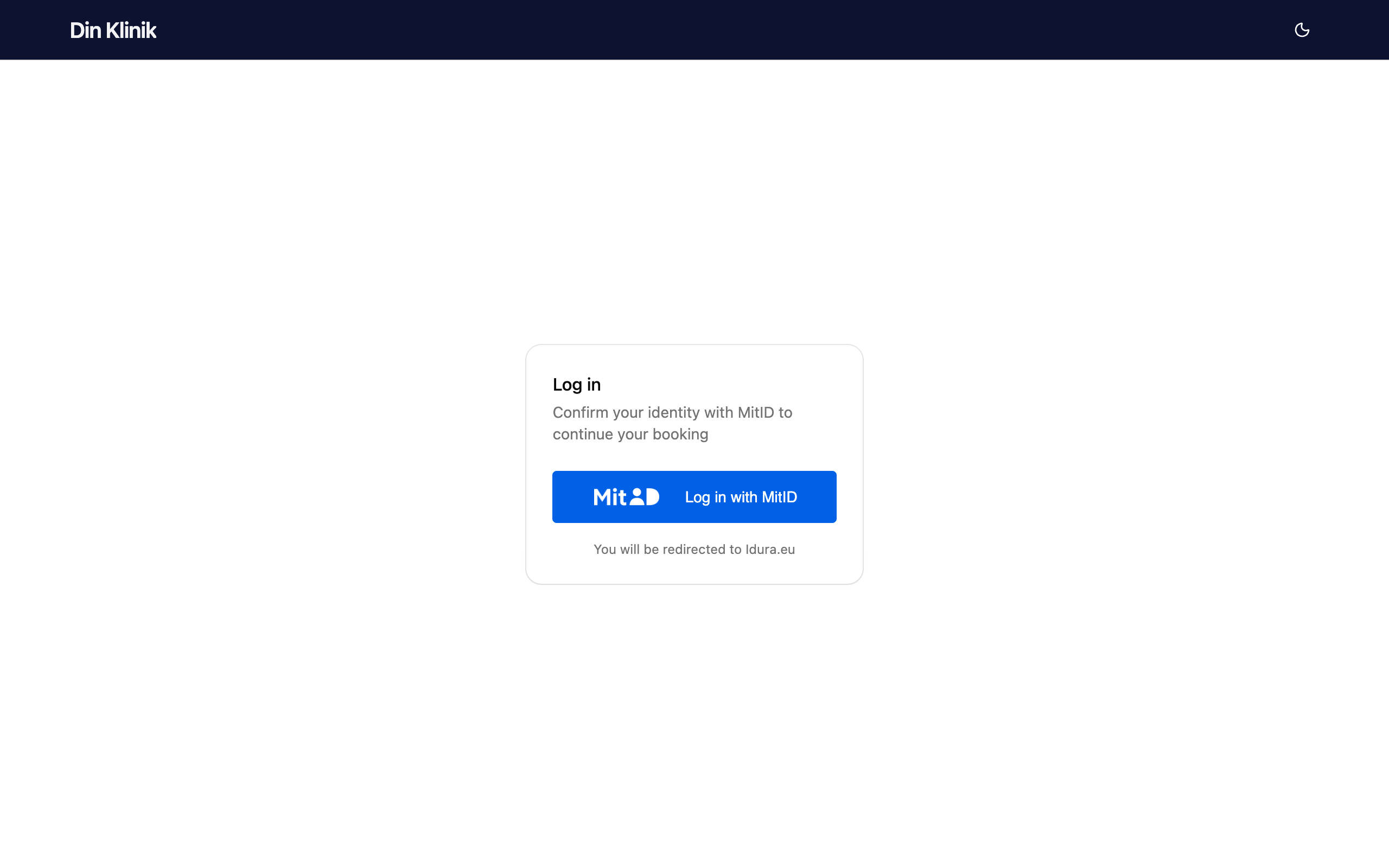 Login page with a Log in with MitID button.